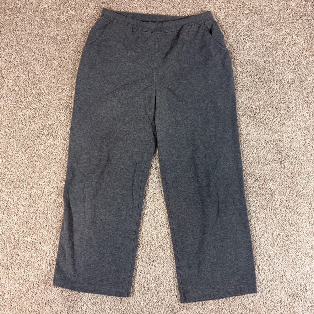 L.L.Bean Knit Pants Women S Gray Good Straight Leg Cotton Lycra‎ RN71341